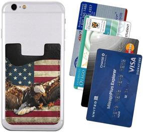 img 3 attached to 🦅 Eagle and American USA Flag Phone Card Holder with Vintage Charm - Premium Pu Leather Credit Card Wallet Phone Case Pouch Sleeve Pocket for All Smartphones