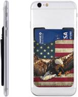 🦅 eagle and american usa flag phone card holder with vintage charm - premium pu leather credit card wallet phone case pouch sleeve pocket for all smartphones logo