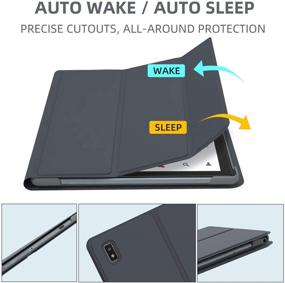 img 1 attached to 📱 Premium Steel Grey Tablet Case for Vastking Kingpad K10 Pro & K10, 10.1 inch - Auto Wake/Sleep, Triple Viewing Angles, Smart Cover