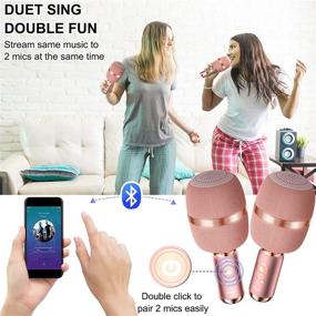 img 1 attached to 🎤 2021 Беспроводной Bluetooth караоке-микрофон BONAOK: Портативный микрофон для ПК/смартфонов, идеально подходит для домашних вечеринок, пения на улице - Q3 РОЗОВЫЙ.