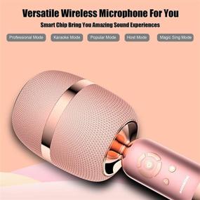 img 2 attached to 🎤 2021 BONAOK Wireless Bluetooth Karaoke Microphone: Portable Mic for PC/Smartphones, Perfect for Home Parties Indoor/Outdoor Singing - Q3 PINK