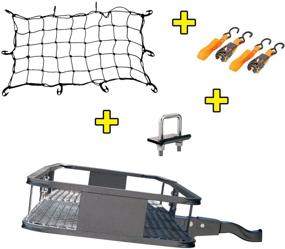 img 4 attached to 🚚 Optimock Hitch Mount Cargo Carrier: 60” X 20” X 6” Steel Cargo Basket with 500 Lbs Hauling Capacity, Convenient Folding Arm to Save Space