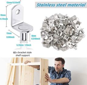 img 1 attached to 🔩 Strong and Durable 40 Pcs Shelf Support Pegs with Hole - Ideal for Kitchen & Bookcase Shelf Bracket, Cabinet Furniture, and Closet Shelf Support - L-Shaped Nickel Plated Clips for Maximum Stability