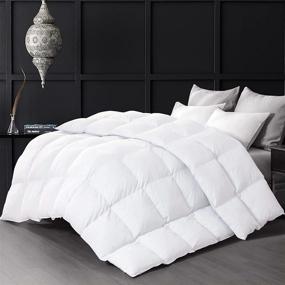 img 3 attached to 🛏️ Luzern Goose Down and Feather Comforter - All Season White Queen Size Duvet Insert | Extreme Softness, 100% Cotton, 56 OZ Medium Weight