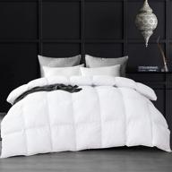 🛏️ luzern goose down and feather comforter - all season white queen size duvet insert | extreme softness, 100% cotton, 56 oz medium weight logo
