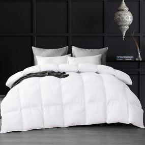 img 4 attached to 🛏️ Luzern Goose Down and Feather Comforter - All Season White Queen Size Duvet Insert | Extreme Softness, 100% Cotton, 56 OZ Medium Weight