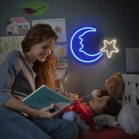 img 3 attached to 🌙 LED Moon Star Neon Wall Decor - 15" Neon Signs, USB Powered Bedroom Light, Ideal for Kids Room, Living Room, Bar, Christmas, Party, Lounge, Home Decoration, Wedding