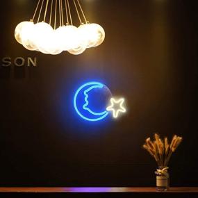 img 2 attached to 🌙 LED Moon Star Neon Wall Decor - 15" Neon Signs, USB Powered Bedroom Light, Ideal for Kids Room, Living Room, Bar, Christmas, Party, Lounge, Home Decoration, Wedding