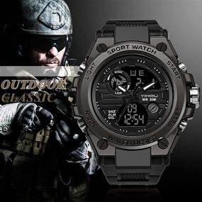 img 3 attached to 🏔️ Ultimate Men's Military Watch: Outdoor Sports Electronic Watch Tactical Army Wristwatch with LED Stopwatch - Waterproof Digital Analog Design