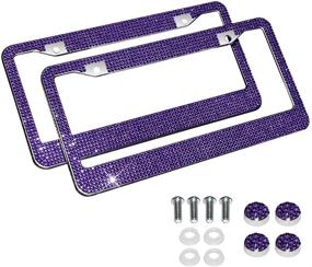 img 4 attached to Eing Car License Plate Frames Bling Crystal Diamonds Car Exterior Accessory For Women Girls