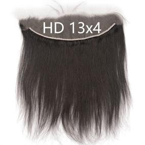 img 4 attached to 💇 G GHAIR 13x4 HD Лейсовый Фронтал 100% Натуральные Волосы Прямые Бразильские Волосы 12A - Премиум Швейцарский Лейсовый Фронтал, 16 дюймов