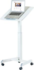 img 3 attached to 🌞 SUN-FLEX Foldable Pneumatic Sit-Stand Desk: Height Adjustable Mobile Laptop Table with Lockable Wheels, White (32.3" to 46.9" H)