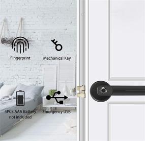 img 3 attached to 🔒 Black Foxgard Smart Fingerprint Keyless Entry Door Lock with Handle - Biometric Room Door Lock Ideal for Home, Storage, Bedroom, Office, and Private Spaces