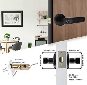 img 2 attached to 🔒 Black Foxgard Smart Fingerprint Keyless Entry Door Lock with Handle - Biometric Room Door Lock Ideal for Home, Storage, Bedroom, Office, and Private Spaces