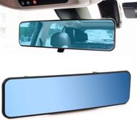 🚙 kitbest universal car interior rearview mirror: anti glare panoramic rear view, blue tint, wide angle, clip-on - ideal for car suv trucks (11.4” l x 2.9” h) logo