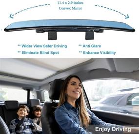 img 2 attached to 🚙 "KITBEST Универсальное заднее автомобильное внутреннее зеркало: антибликовый панорамный задний вид, с голубым оттенком, широкий угол обзора, с креплением на клипсу - идеально подходит для автомобилей, внедорожников и грузовиков (11,4" длина Х 2,9" высота)