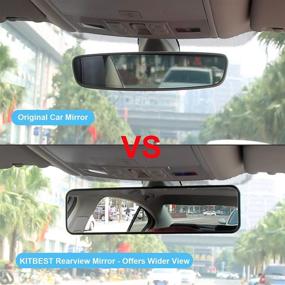 img 3 attached to 🚙 KITBEST Universal Car Interior Rearview Mirror: Anti Glare Panoramic Rear View, Blue Tint, Wide Angle, Clip-On - Ideal for Car SUV Trucks (11.4” L X 2.9” H)