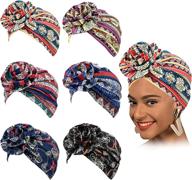 🌺 stylish 6 pcs pre tied knot head wraps: perfect turban african headwrap for women logo