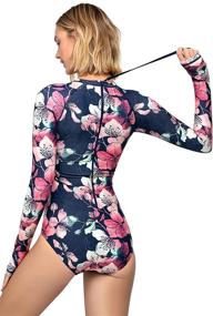 img 3 attached to AXESEA Women's Long Sleeve Rash Guard Swimsuit: UV 🏊 UPF 50+ Sun Protection with Zipper, Surfing One-Piece Bathing Suit