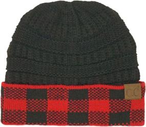 img 2 attached to 🧢 CC Fleeced Fuzzy Lined Chunky Beanie Hat: Unisex, Thick and Warm Cap with Stretchy Fit