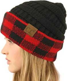 img 3 attached to 🧢 CC Fleeced Fuzzy Lined Chunky Beanie Hat: Unisex, Thick and Warm Cap with Stretchy Fit