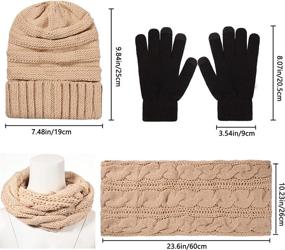 img 3 attached to 🧣 Unisex Winter Knit Beanie Hat, Warm Scarf, and Touch Screen Gloves Set - 3 Pieces