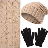 🧣 unisex winter knit beanie hat, warm scarf, and touch screen gloves set - 3 pieces logo