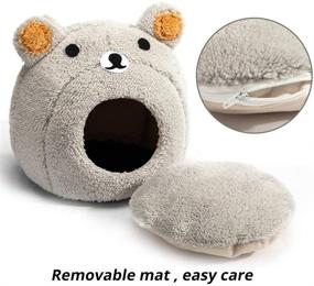 img 2 attached to 🐹 Hollypet Warm Small Pet Animals Bed: Perfect Mini House for Dutch Pigs, Hamsters, Hedgehogs, Rats, Chinchillas, and Guinea Pigs - Teddy Bear Design!