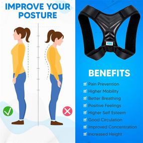 img 1 attached to 👍 FADD Posture Corrector for Men and Women, Adjustable Upper Back Brace - One Size Fits Most for Pain Relief & Support, Comfortable & Breathable Straps - Invisible Under Clothing