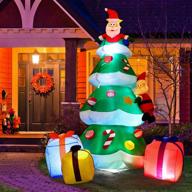 🎄 inflatable christmas tree and santa claus set | 7ft, built-in led color lights | blow up tree with blower and adaptor | outdoor indoor decoration for yard, garden, lawn, home, party logo