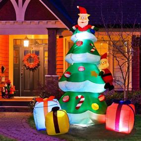 img 4 attached to 🎄 Inflatable Christmas Tree and Santa Claus Set | 7ft, Built-in LED Color Lights | Blow Up Tree with Blower and Adaptor | Outdoor Indoor Decoration for Yard, Garden, Lawn, Home, Party