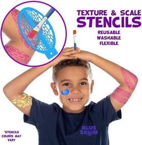 img 2 attached to 🎨 Blue Squid Face Paint Kit for Kids - Professional Quality Body & Face Paints, Large Water Based Palette, Reusable Stencils, Brushes, Safe for Skin - Halloween Makeup Paint