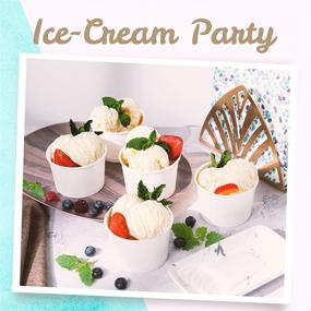 img 3 attached to 9-Oz Paper Ice Cream Cups - 50-Count Disposable Dessert Bowls for Hot or Cold Food, Party Supplies Treat Cups for Sundae, Frozen Yogurt, Soup | White