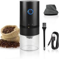 ☕️ usb rechargeable portable electric conical burr coffee grinder - small automatic bean grinder with multi grind setting for 4 cups of espresso, drip, pour over, french press brewing - black logo