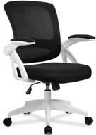 🪑 comhoma white ergonomic desk chair - mesh computer chair with flip up armrests, mid back task home office chair, swivel chair with smooth casters logo