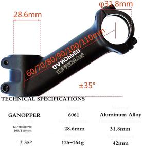 img 1 attached to 🚴 GANOPPER 35° 25.4/31.8 Universal Bike Stem: 70mm, 80mm, 90mm, 100mm, 110mm Road Bicycle Handlebar Stem with Bikeway Shim