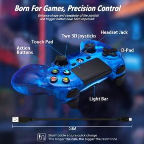 img 1 attached to Blue Galaxy Wireless Controller for PS4, Dual Vibration Gaming Controller for PlayStation 4/Pro/Slim/PC with Audio Function, Mini LED Indicator, USB Cable - High Performance
