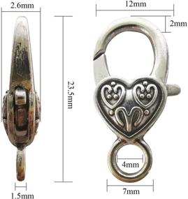 img 3 attached to 📿 40Pcs Alloy Tibetan Antique Lobster Claw Clasps: DIY Heart-Shaped Clasp Accessories for Jewelry Making (Silver Small)