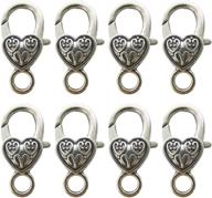 📿 40pcs alloy tibetan antique lobster claw clasps: diy heart-shaped clasp accessories for jewelry making (silver small) logo