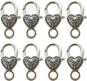 img 4 attached to 📿 40Pcs Alloy Tibetan Antique Lobster Claw Clasps: DIY Heart-Shaped Clasp Accessories for Jewelry Making (Silver Small)