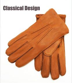 img 3 attached to 🧤 YISEVEN Deerskin Leather Cashmere Motorcycle Men's Gloves & Mittens for Enhanced Accessories