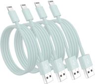 apple mfi certified 6ft lightning cable 4 pack - fast iphone charging cord for iphone 12/11/11pro/11max/x/xs/xr/xs max/8/7, ipad - blue logo