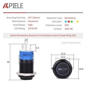 img 3 attached to 🔊 APIELE 16mm 12V Momentary Speaker Horn Push Button Toggle Switch - 0.63" Mounting Hole - 1NO 1NC SPDT - Pre-Wiring Socket - Car Auto Motor - Black Shell (Green, Black Shell)