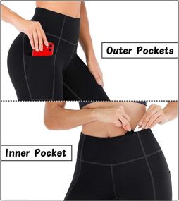 img 1 attached to Heathyoga High Waisted Yoga Pants with 🧘 Convenient Pockets for Women, Workout Leggings with Pockets