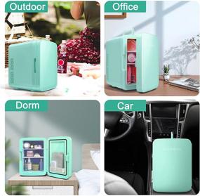 img 1 attached to 🍏 CROWNFUL Mini Fridge - 10L/12 Can Portable Cooler and Warmer for Skincare, Food, Beverage - Home & Car Use - Green