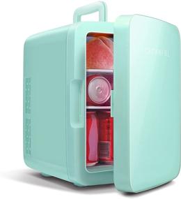 img 4 attached to 🍏 CROWNFUL Mini Fridge - 10L/12 Can Portable Cooler and Warmer for Skincare, Food, Beverage - Home & Car Use - Green