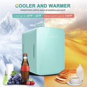 img 3 attached to 🍏 CROWNFUL Mini Fridge - 10L/12 Can Portable Cooler and Warmer for Skincare, Food, Beverage - Home & Car Use - Green