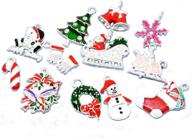 🎄 housweety set of 50 mixed enamel christmas charms pendants - silver plated logo