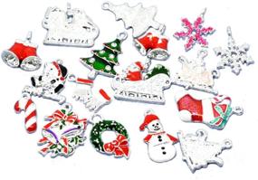 img 1 attached to 🎄 Housweety Set of 50 Mixed Enamel Christmas Charms Pendants - Silver Plated