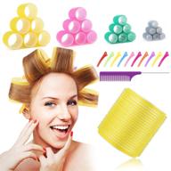 🎀 multicolor jumbo hair rollers set, self-grip curlers for diy curly hairstyles, salon hairdressing tools for women - 2.5 inch (54mm 44mm 32mm 25mm, 24 pack) logo